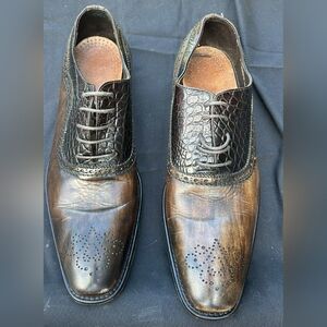 Paul Fredrick Dark Brown Leather Oxfords
